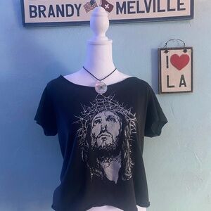 Brandy Melville Black Graphic Crop Top